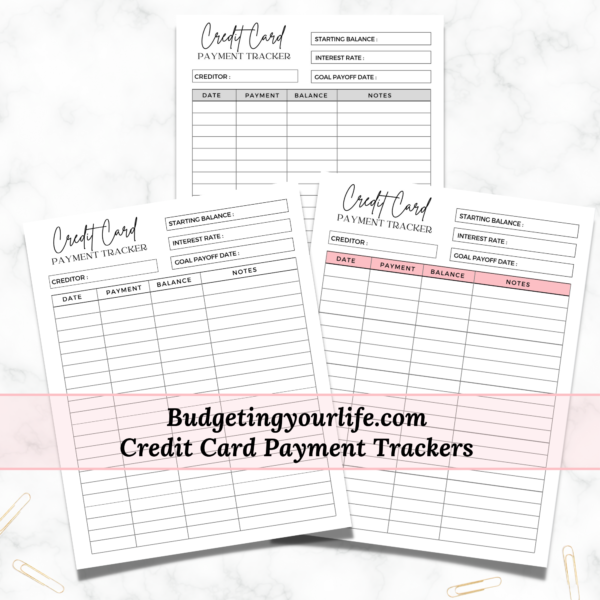 Printable Credit Card Pay Off Trackers